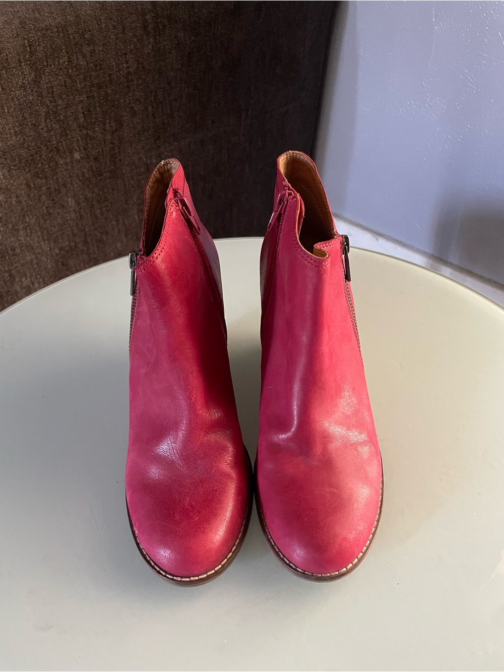 Lucky Brand Red Leather Ankle Booties